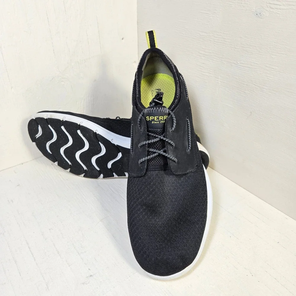 Sperry 7 SEAS 3-Eye Men's‎ Black Mesh Boat Shoe Sneakers STS13975 Size 12M
